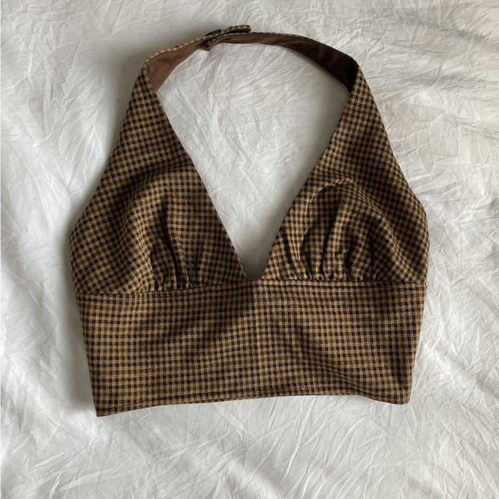 Princess Polly Houndstooth Halter Crop Top - Picture 3 of 6